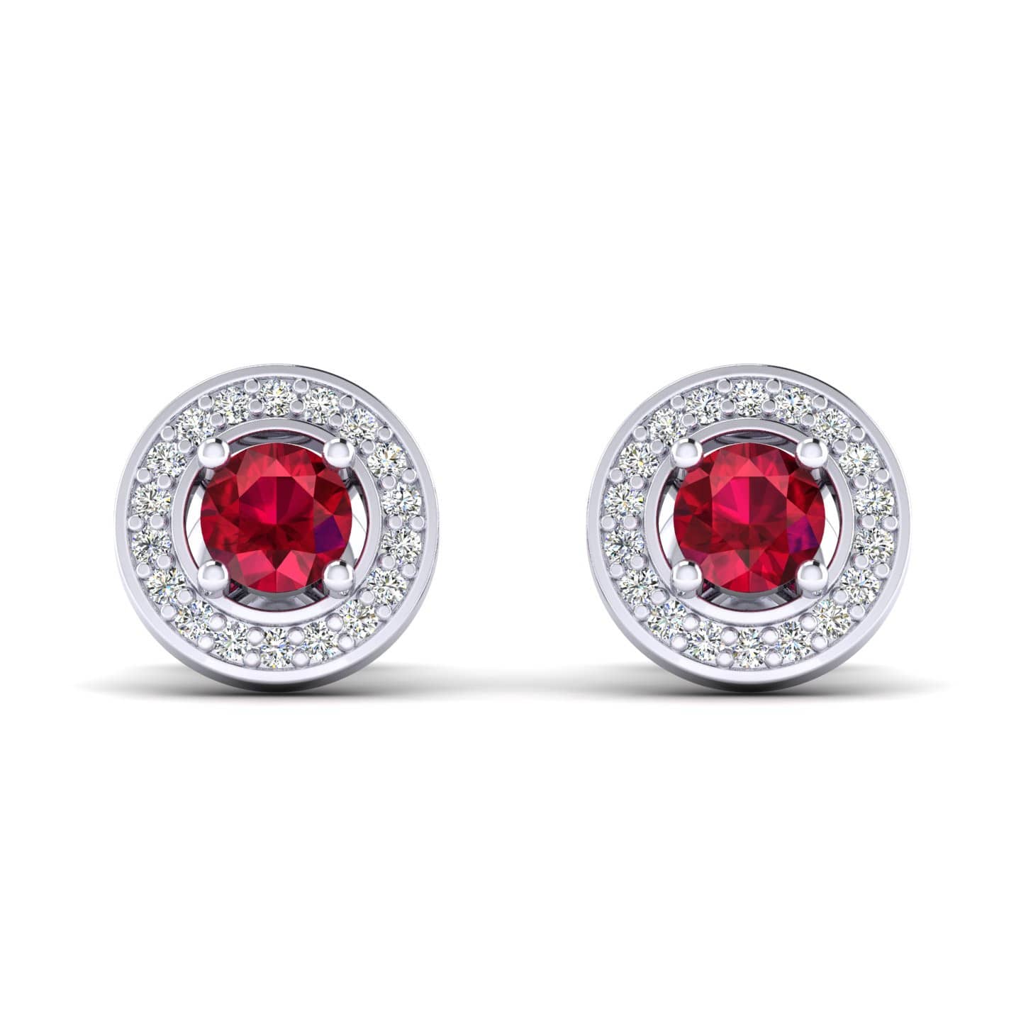0.50 ct Gemstone and round Natural diamond Halo Pave Set Earrings