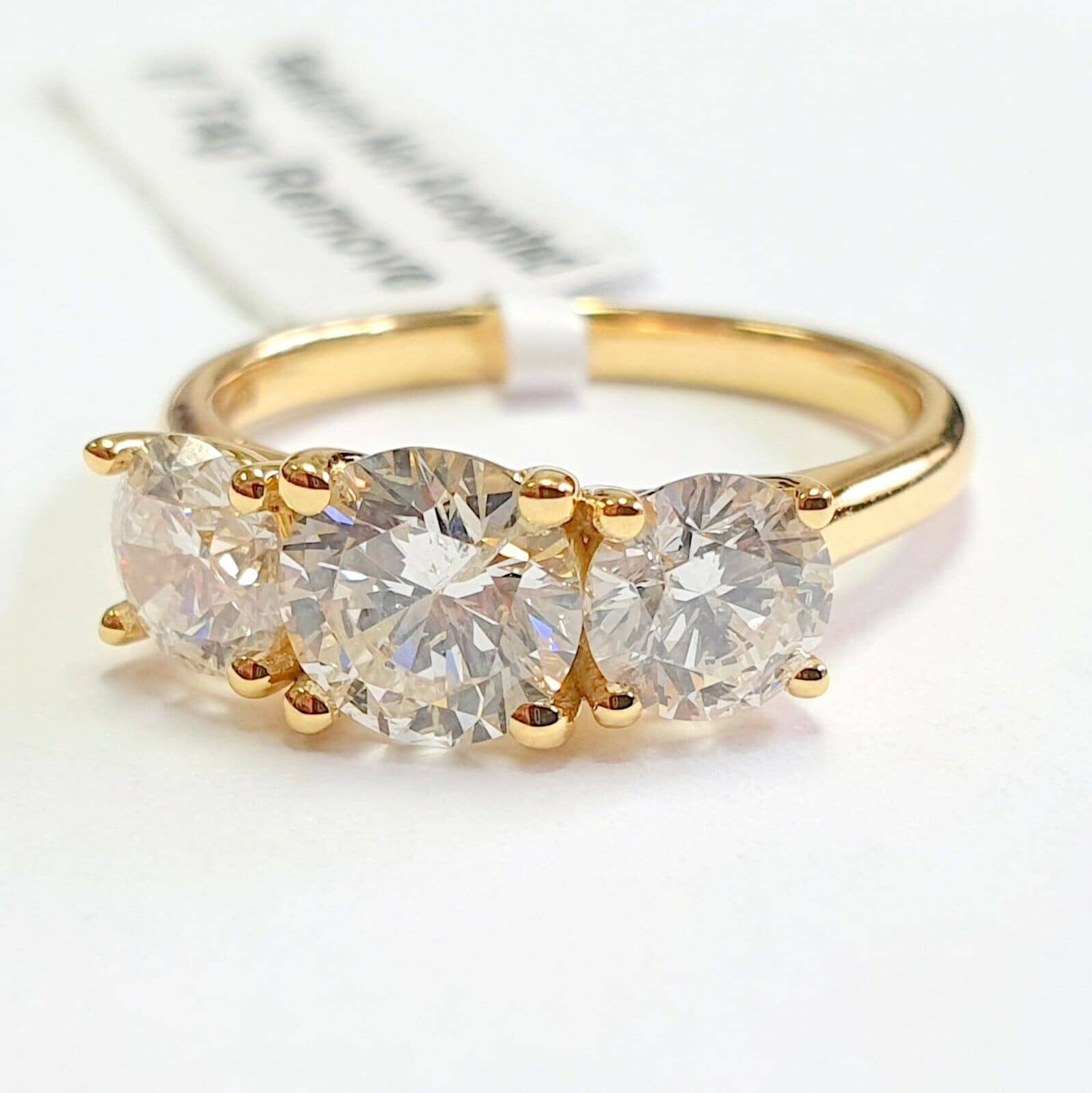 Best Deal..! F/VS 2.02 Ct Round Diamond Claw Set Trilogy Engagement Ring In UK Hallmarked 18k Yellow Gold