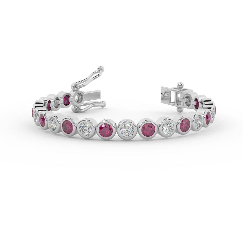 SAPPHIRE, RUBY, EMERALD , AQUAMARINE & DIAMOND TENNIS BRACELET