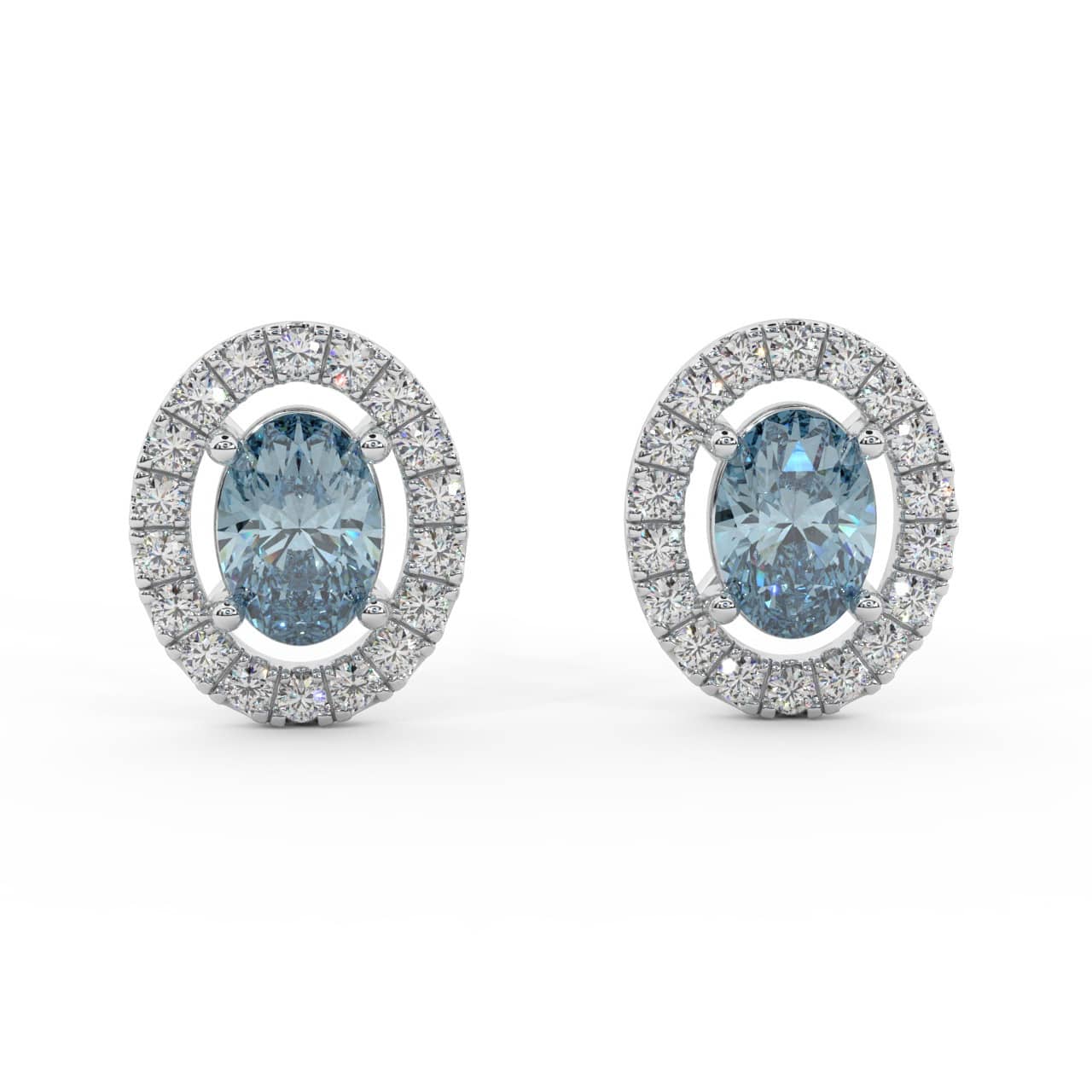 Classic..! 1.25ct oval Gemstone and diamond Cluster Halo Earrings
