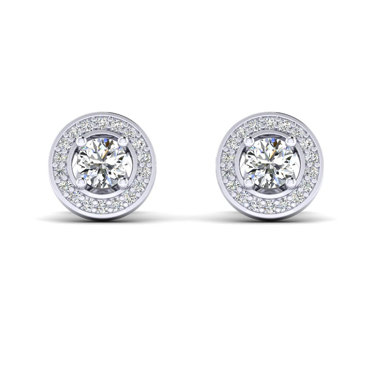 0.50 ct round natural diamond halo earring for women in 18k gold