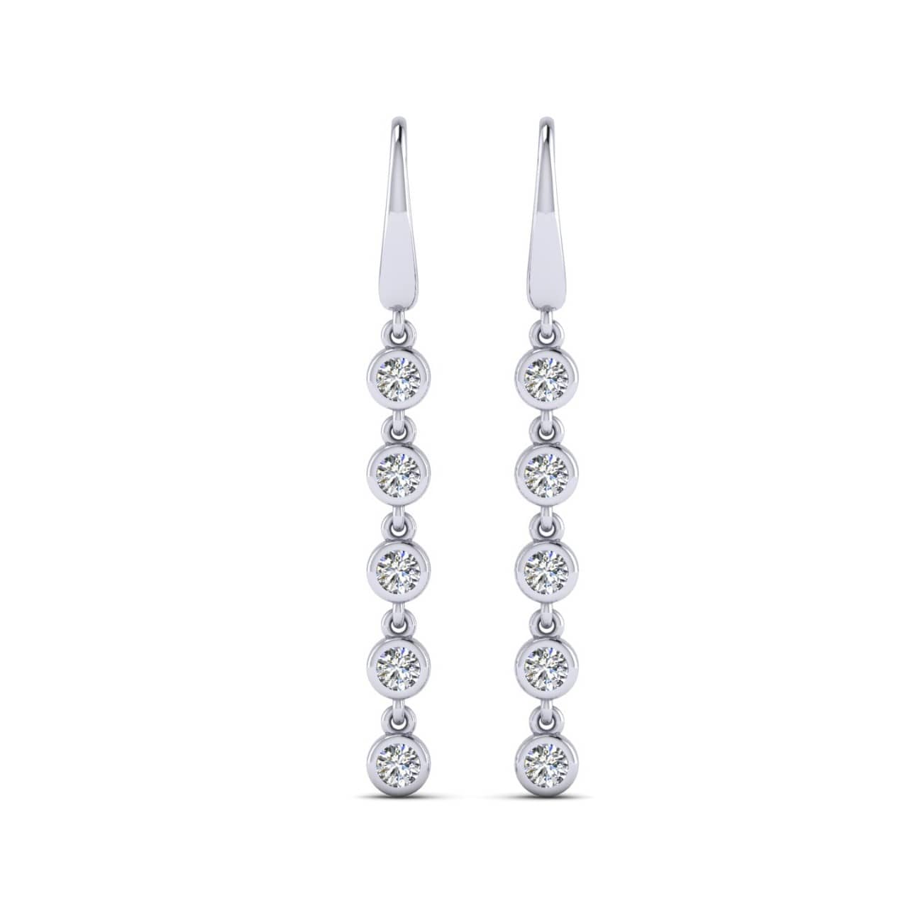 46.20 MM Long 1.20 Ct Round Diamond Designer Drop Earrings Hallmark 18k Gold
