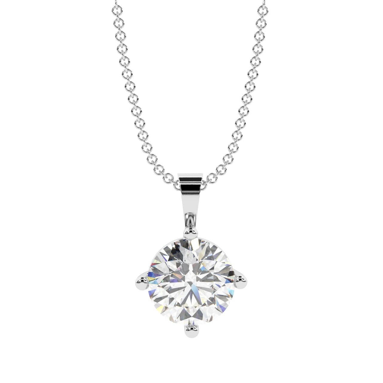 Natural Round Brilliant Diamond Solitaire Pendant For Women's With Chain