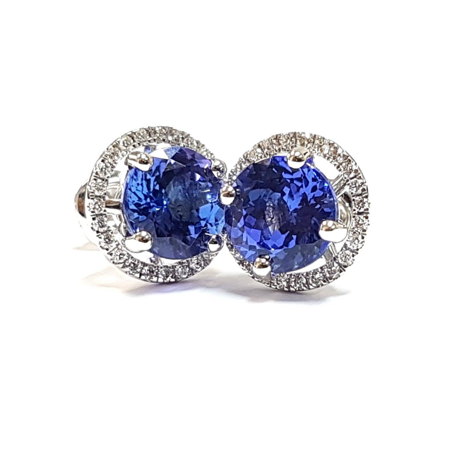 Best Deal..! 5.30 Ct Tanzanite & Diamond Halo Set Earrings In 18k White Gold