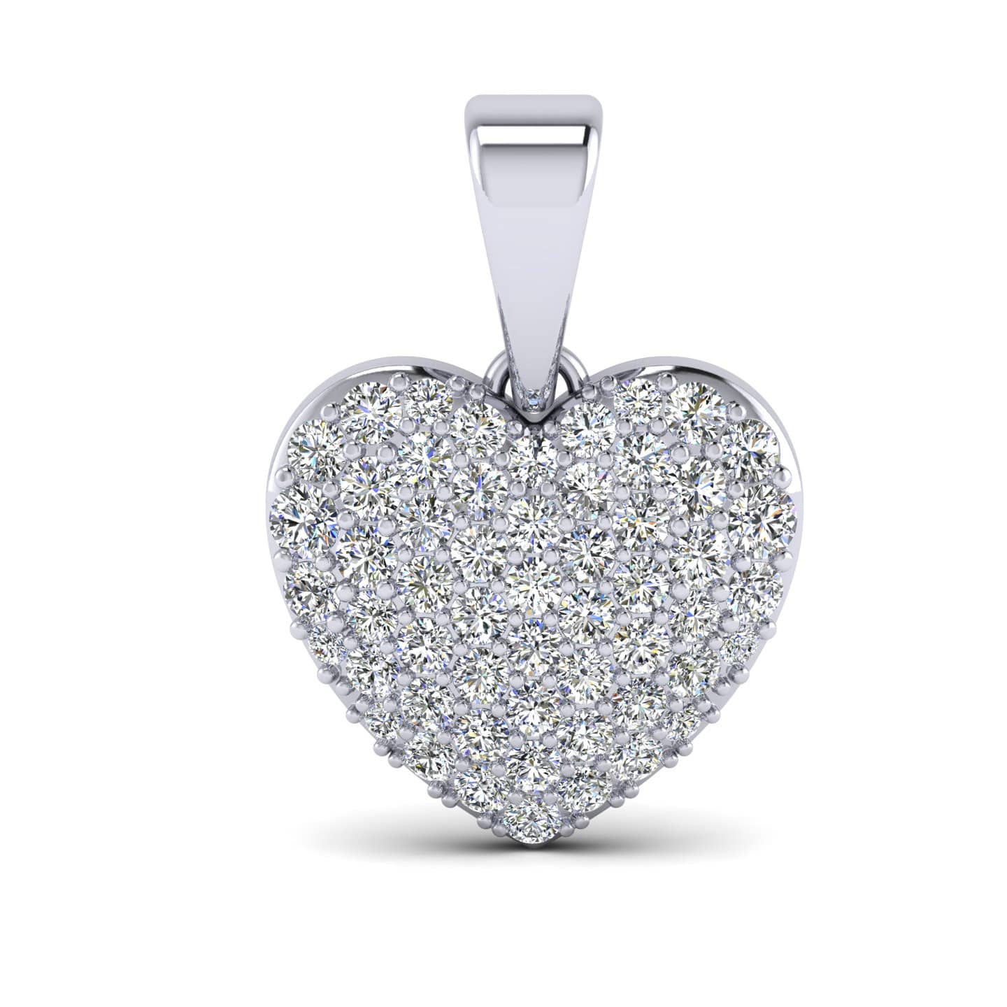 F/VS 0.50 CT NATURAL ROUND DIAMOND HEART SHAPE PENDANT WITH CHAIN , WHITE GOLD