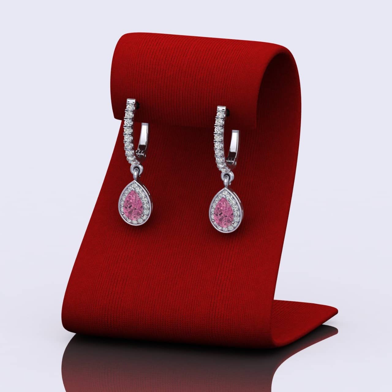 1.00 Ct Pear Shape Ruby With Diamond Dangle Earring In18k Gold