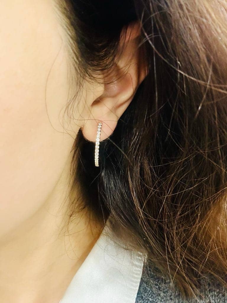 1.00 CT ROUND DIAMOND HOOP EARRINGS, HALLMARKED GOLD