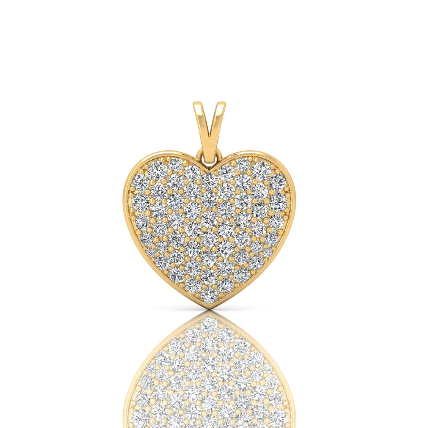 Christmas Gift ! 0.70 Ct Natural Round Diamond Heart Shape Pendent With Chain 18k Yellow Gold