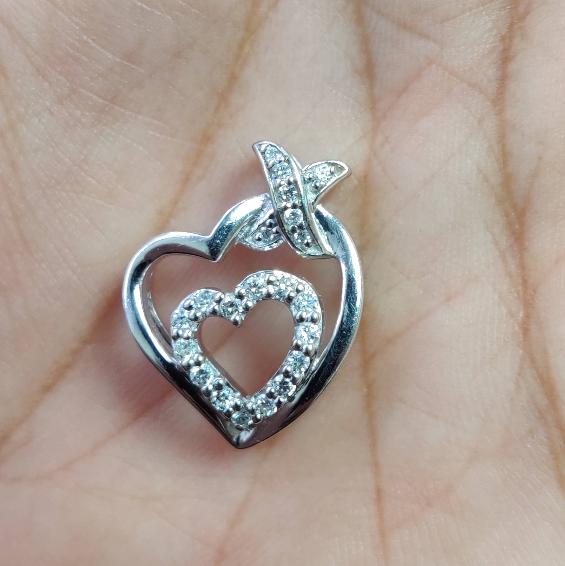 0.50 carat Enchanted round diamond heart pendant 18k white gold for her.