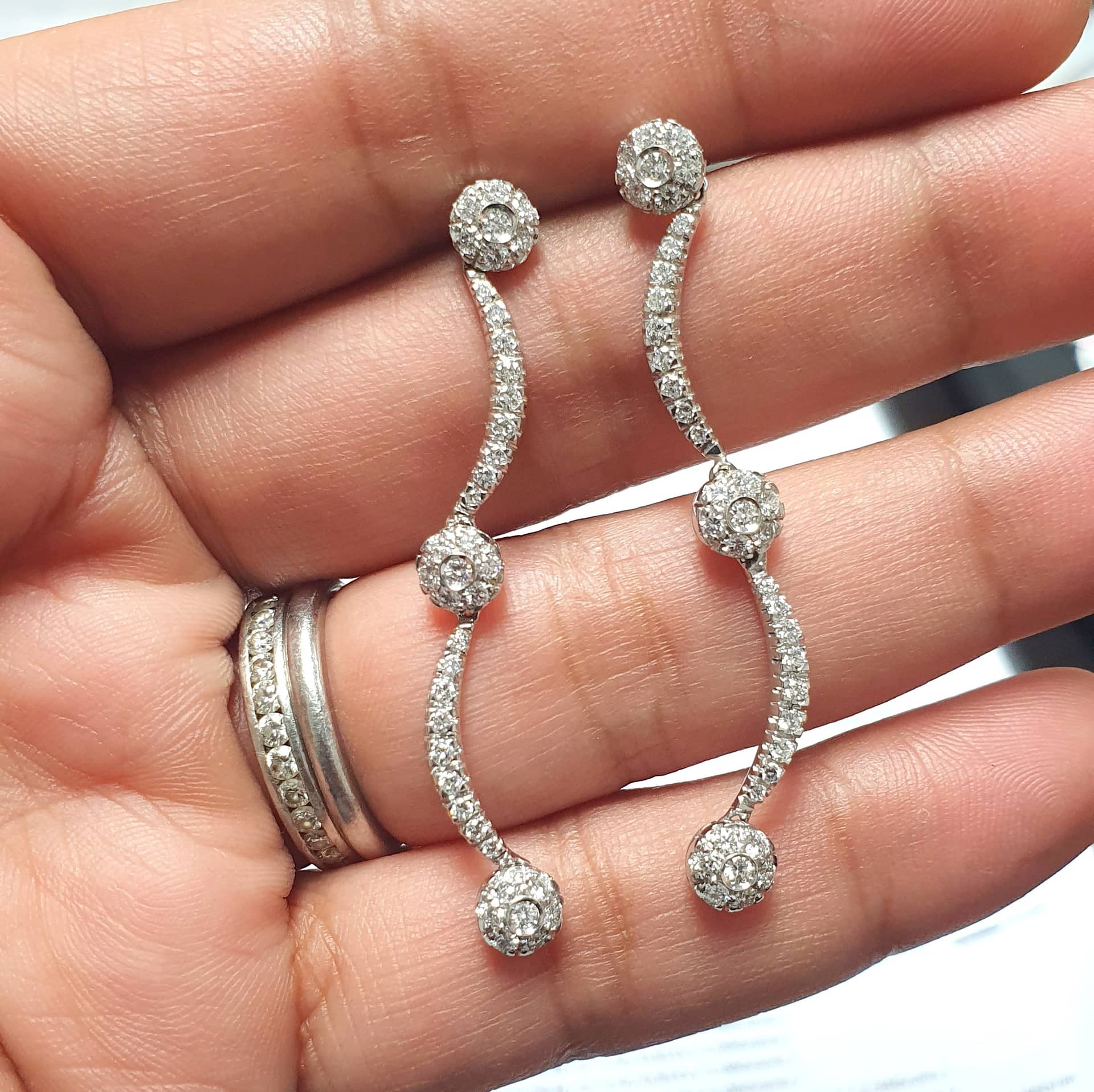 Special For Her ! 1.00ct Natural Round Diamond Dangle Earrings 18k White Gold