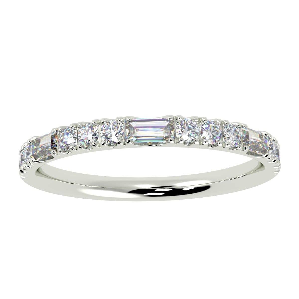 Christmas Sale! F/VS 0.50 Ct Baguette & Round Diamond Half Eternity Ring In Platinum