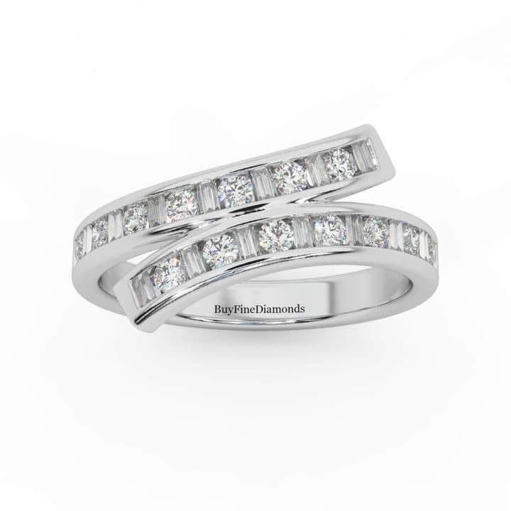 NATURAL ROUND & BAGUETTE DIAMOND DESIGNER ETERNITY RING WEDDING RING