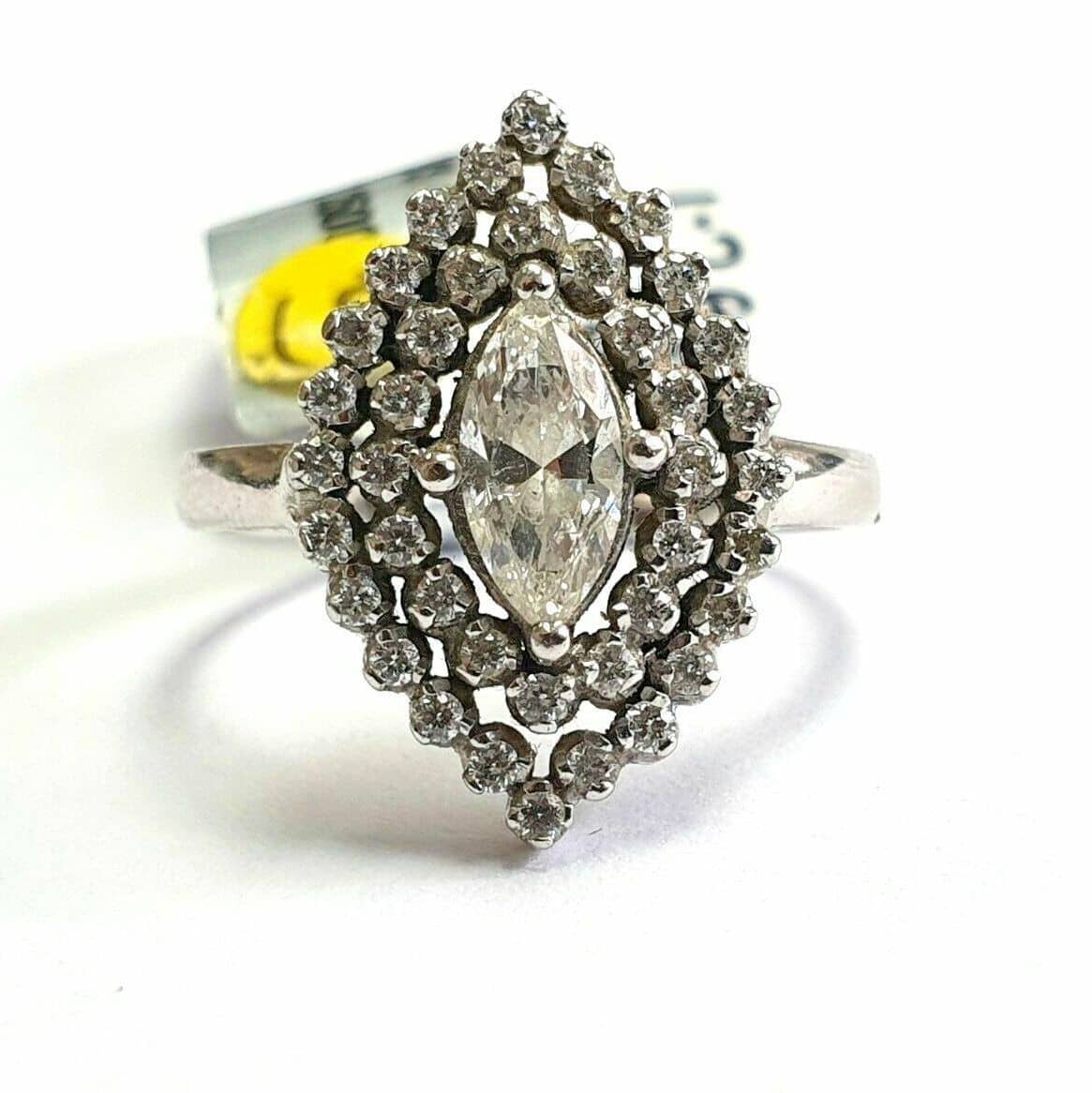 Natural Marquise & Diamond Halo Ring, Women's Engagement Ring - 1.25 Carat